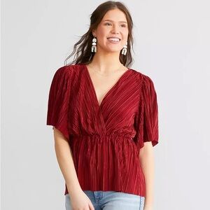 Daytrip Pleated Top, Medium, Red